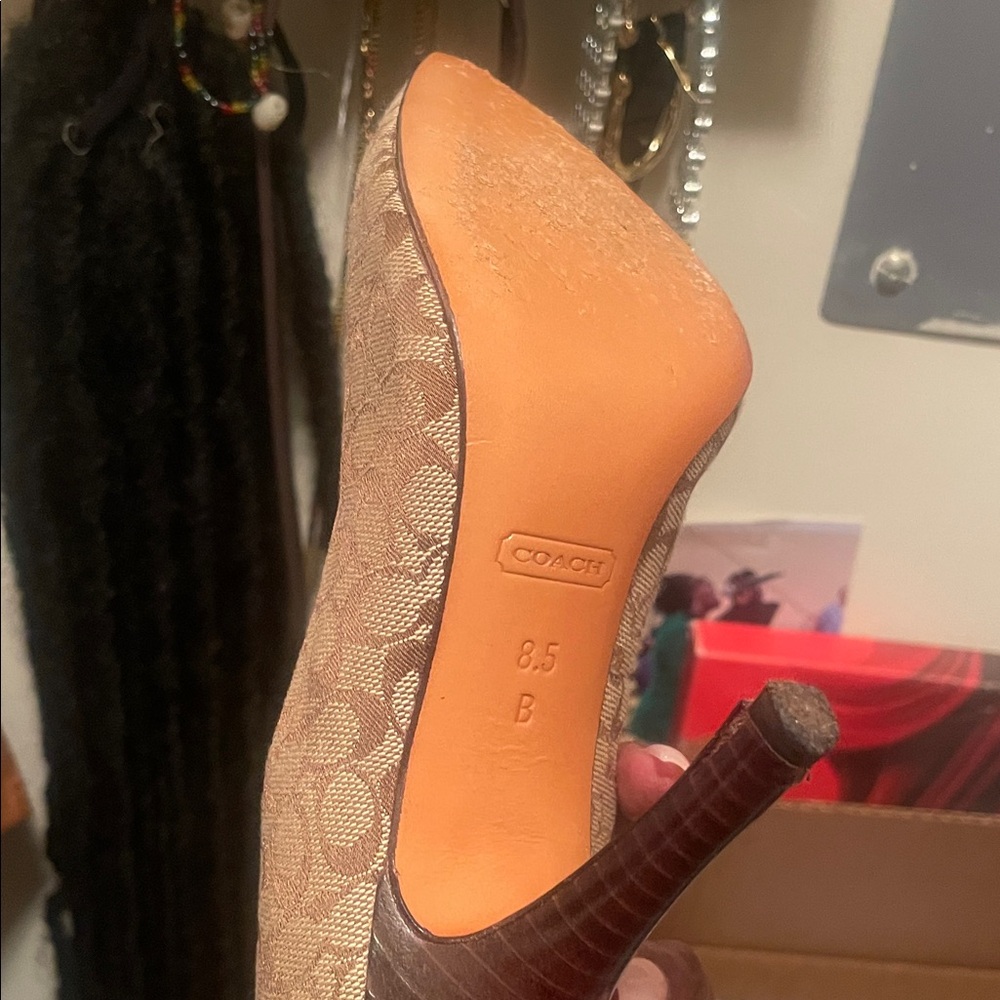 Coach Brown Patterned Women's Heels - Picture 3 of 5